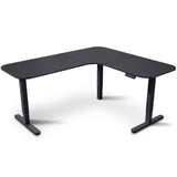 Geraldton all black L shaped electric standing corner desk in a contemporary home office