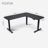 Geraldton Electric Standing Corner Desk, 160x140cm, Black