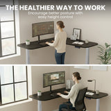 Geraldton Electric Standing Corner Desk, 160x140cm, Black/Silver