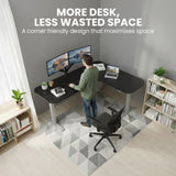 Geraldton Electric Standing Corner Desk, 160x140cm, Black/Silver