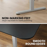 Geraldton Electric Standing Corner Desk, 160x140cm, Black/Silver