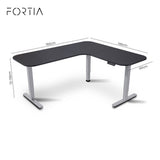 Geraldton Electric Standing Corner Desk, 160x140cm, Black/Silver