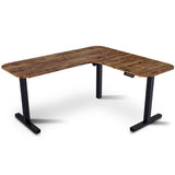Geraldton walnut and black electric standing corner desk in a modern home office