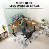 Geraldton Electric Standing Corner Desk, 160x140cm, Walnut/Black