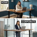 Geraldton Electric Standing Corner Desk, 160x140cm, Walnut/Black