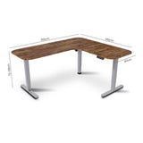 Geraldton Electric Standing Corner Desk, 160x140cm, Walnut/Silver