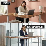 Geraldton Electric Standing Corner Desk, 160x140cm, Walnut/Silver