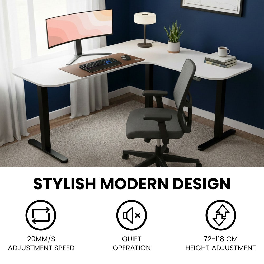 Narrabundah white corner standing desk in a home office