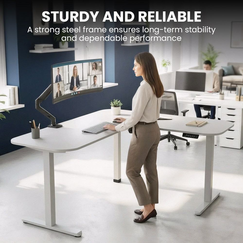 Bonner Electric Standing Corner Desk, White 160 x 140cm