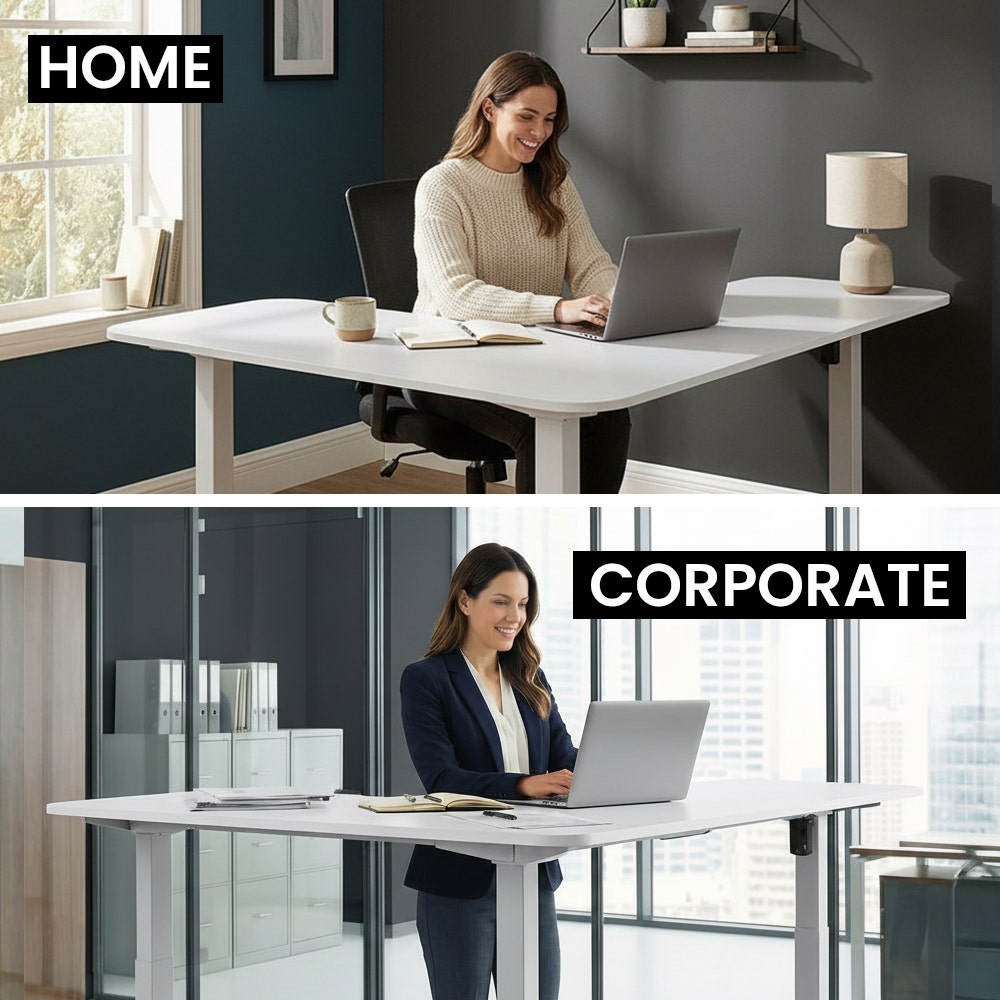 Bonner Electric Standing Corner Desk, White 160 x 140cm