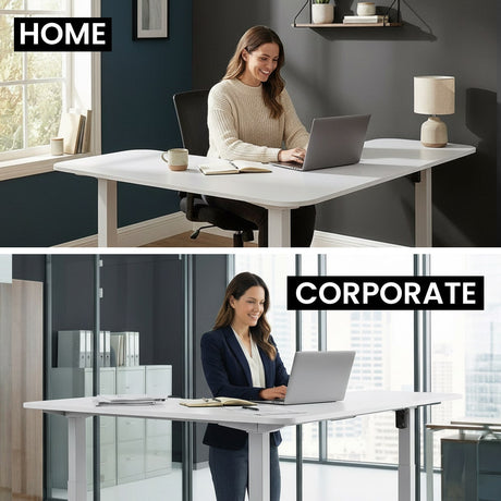 Bonner Electric Standing Corner Desk, White 160 x 140cm