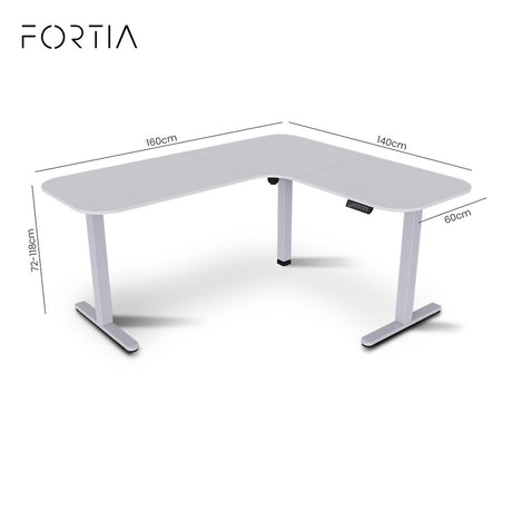Bonner Electric Standing Corner Desk, White 160 x 140cm