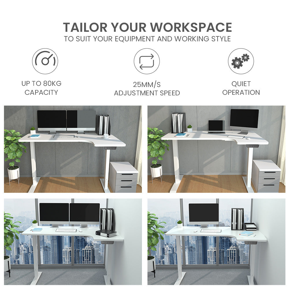 FORTIA Dual Motor Adjustable L-Shaped Desk