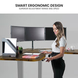 FORTIA 3-Motor Electric Sit-Stand Corner Desk 120kg Load Walnut White or Black — Allure Home Collections