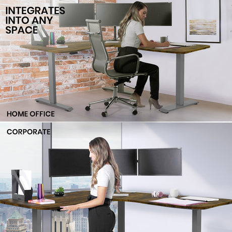FORTIA 3-Motor Electric Sit-Stand Corner Desk 120kg Load Walnut White or Black — Allure Home Collections
