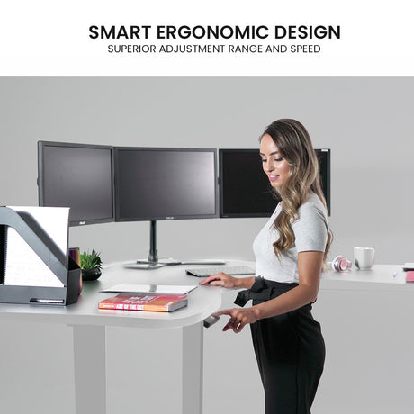 FORTIA 3-Motor Electric Sit-Stand Corner Desk 120kg Load Walnut White or Black — Allure Home Collections