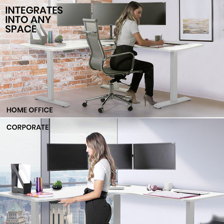 FORTIA 3-Motor Electric Sit-Stand Corner Desk 120kg Load Walnut White or Black — Allure Home Collections