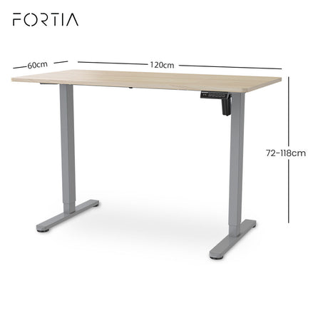 Chapman light oak standing desk in a home office