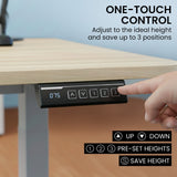 Chapman light oak standing desk in a home office
