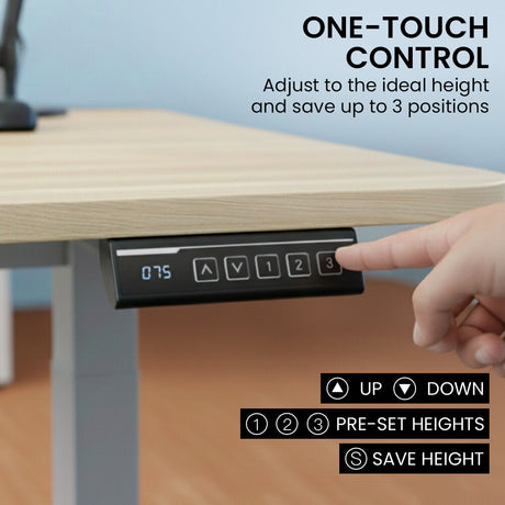 Chapman light oak standing desk in a home office