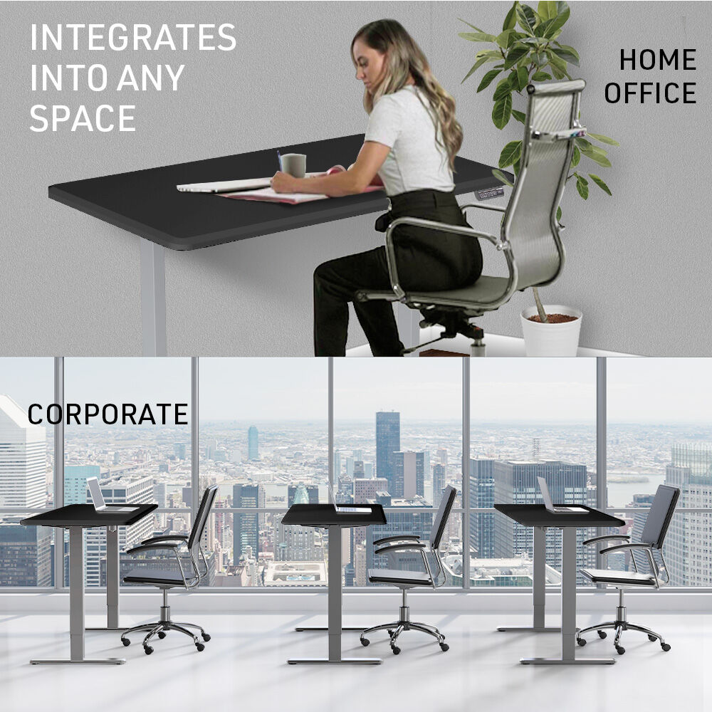FORTIA Electric Sit-Stand Desk White Oak or Black — Allure Home Collections