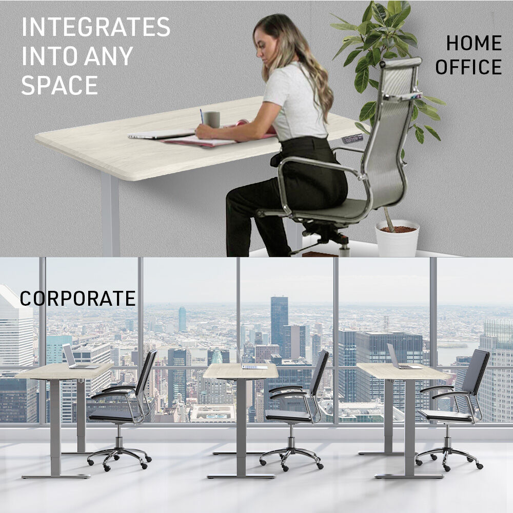 FORTIA Electric Sit-Stand Desk White Oak or Black — Allure Home Collections