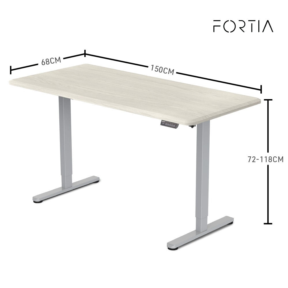 FORTIA Electric Sit-Stand Desk White Oak or Black — Allure Home Collections