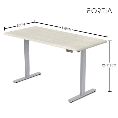 FORTIA Electric Sit-Stand Desk White Oak or Black — Allure Home Collections
