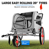 Ninove Convertible Pet and Cargo Bike Trailer Stroller, 40kg, Grey