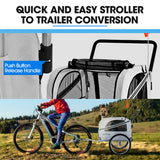 Ninove Convertible Pet and Cargo Bike Trailer Stroller, 40kg, Grey