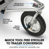 Ninove Convertible Pet and Cargo Bike Trailer Stroller, 40kg, Grey