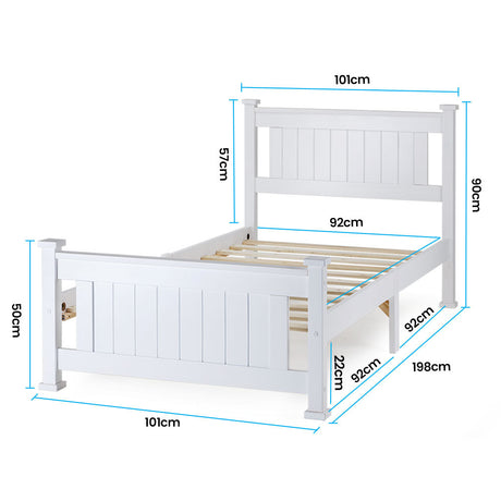 KINGSTON SLUMBER Single Wooden Bed Frame, Bedroom Furniture for Kids and Adults