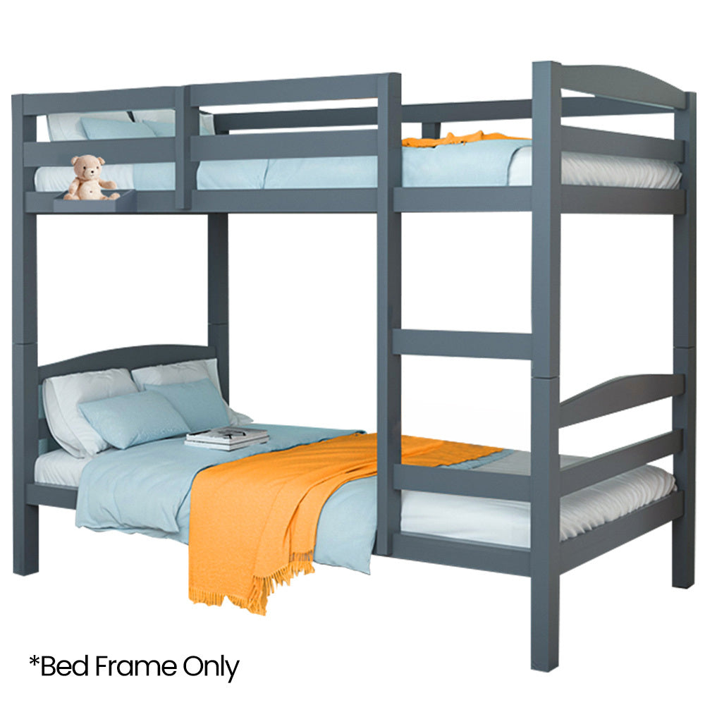Kingston Slumber 2in1 solid pine single bunk bed in grey — full view — Allure Home Collections