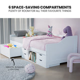 Kingston Slumber white sofa bed showing sofa and sleeping configurations — Allure Home Collections