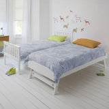 Kingston Slumber white single bed with trundle extended — Allure Home Collections
