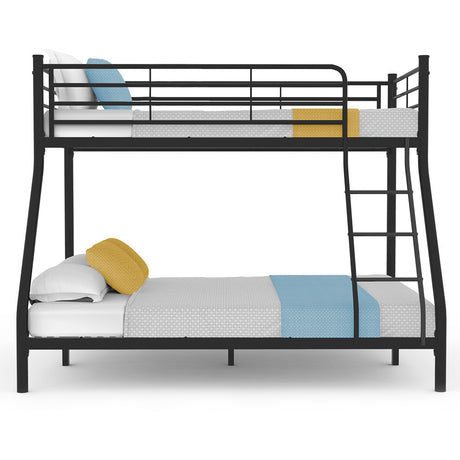 Kingston Slumber metal single over double bunk bed in dark matte grey — full view — Allure Home Collections