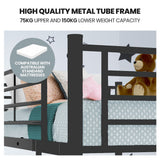 Kingston Slumber metal bunk bed ladder close-up showing dark matte grey frame — Allure Home Collections