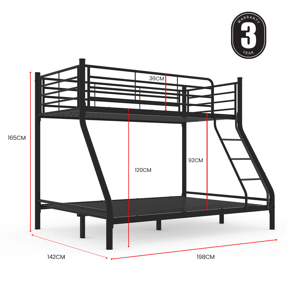Kingston Slumber dark matte grey bunk bed showing safety features — Allure Home Collections
