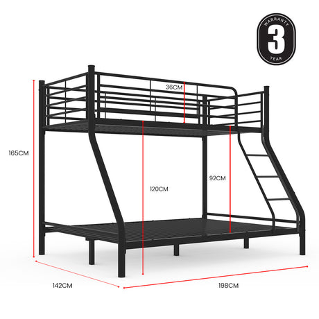 Kingston Slumber dark matte grey bunk bed showing safety features — Allure Home Collections