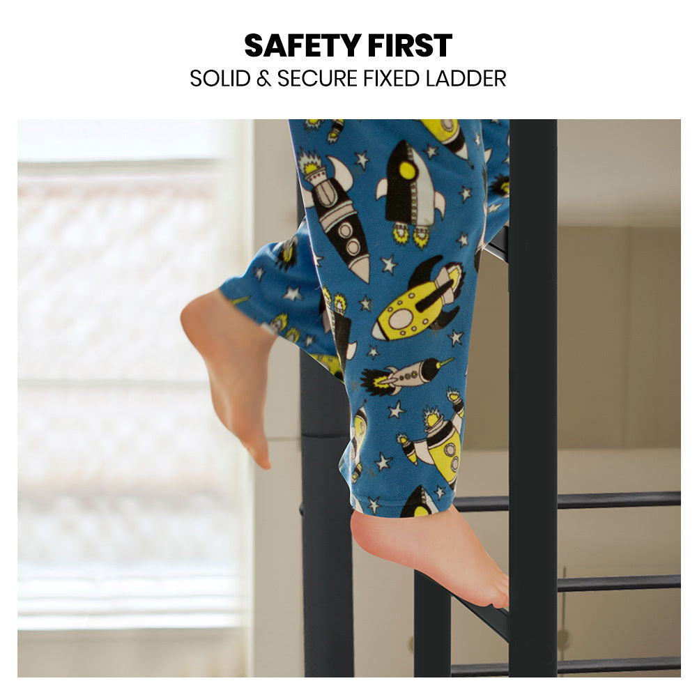 Kingston Slumber metal bunk bed from foot end — Allure Home Collections