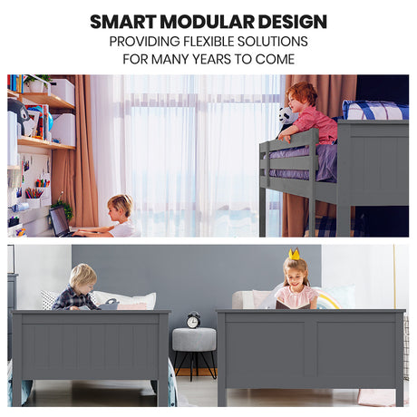 Narni Single Bunk Bed, Grey