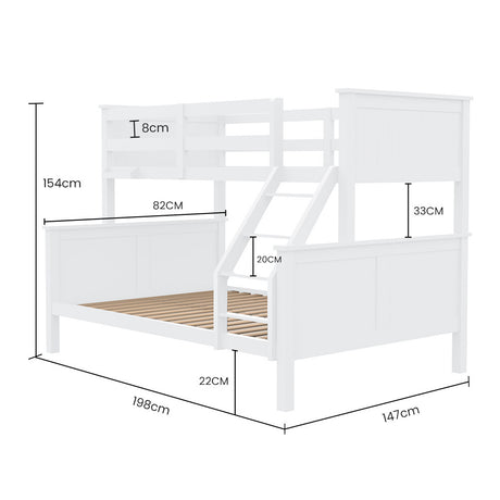 Kingston Slumber triple bunk bed showing solid pine construction — Allure Home Collections