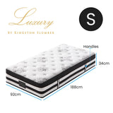 KINGSTON SLUMBER Luxury 34cm Mattress, Medium Firm, Euro Top, 5-Zone Pocket Spring Foam