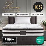 KINGSTON SLUMBER Luxury 34cm Mattress, Medium Firm, Euro Top, 5-Zone Pocket Spring Foam