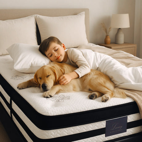 KINGSTON SLUMBER Luxury 34cm Mattress, Medium Firm, Euro Top, 5-Zone Pocket Spring Foam