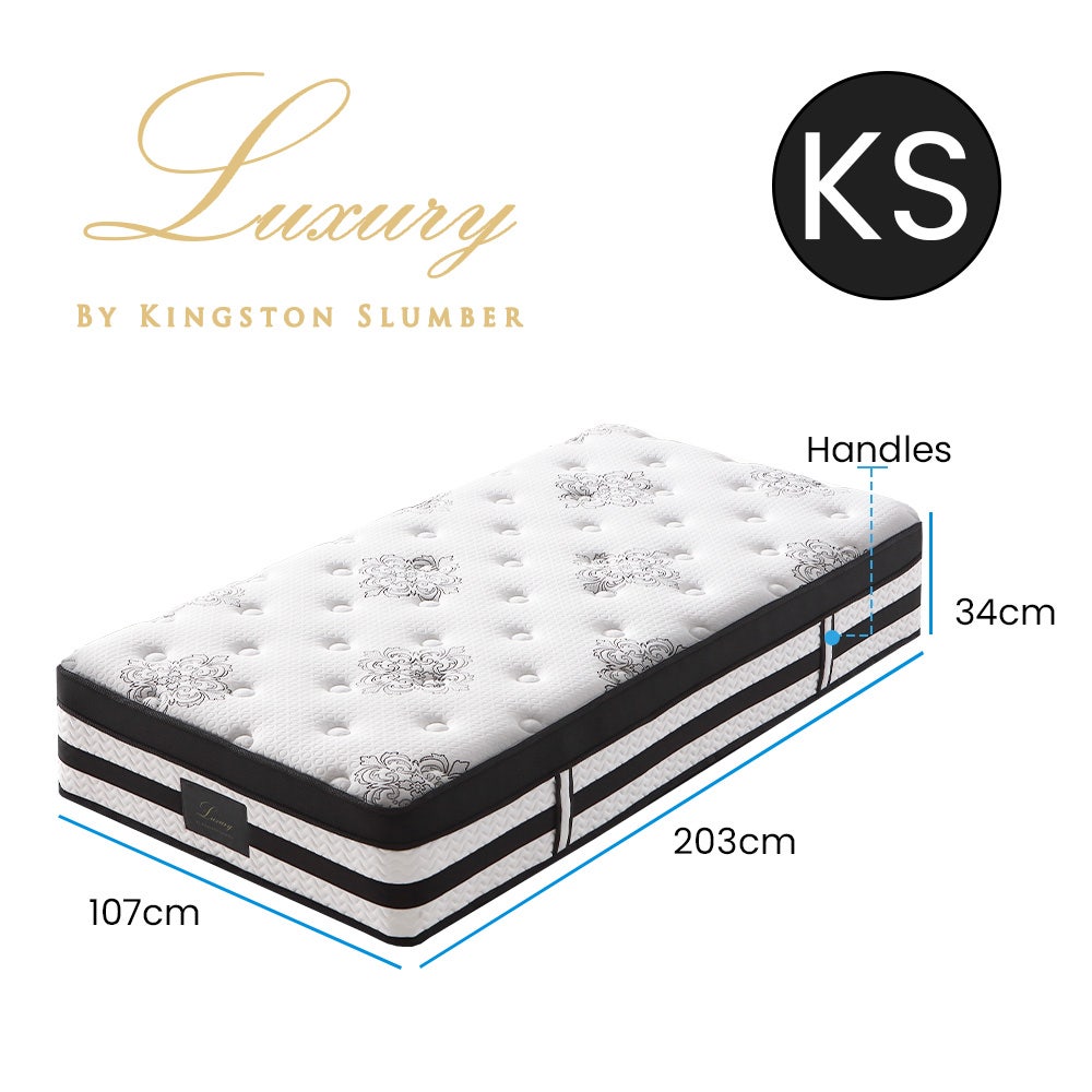 KINGSTON SLUMBER Luxury 34cm Mattress, Medium Firm, Euro Top, 5-Zone Pocket Spring Foam