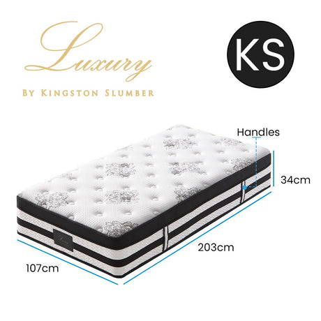 KINGSTON SLUMBER Luxury 34cm Mattress, Medium Firm, Euro Top, 5-Zone Pocket Spring Foam