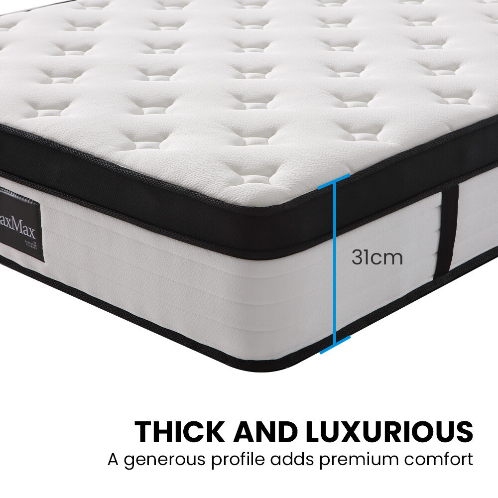 Kingston Slumber RelaxMax 31cm Euro Top 5-Zone Pocket Spring Mattress — OEKO-TEX Knitted — Allure Home Collections