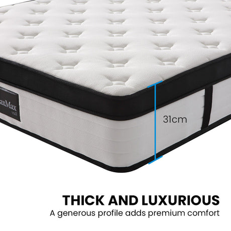 Kingston Slumber RelaxMax 31cm Euro Top 5-Zone Pocket Spring Mattress — OEKO-TEX Knitted — Allure Home Collections