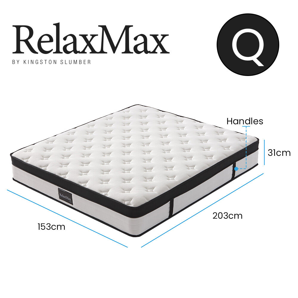 Kingston Slumber RelaxMax 31cm Euro Top 5-Zone Pocket Spring Mattress — OEKO-TEX Knitted — Allure Home Collections